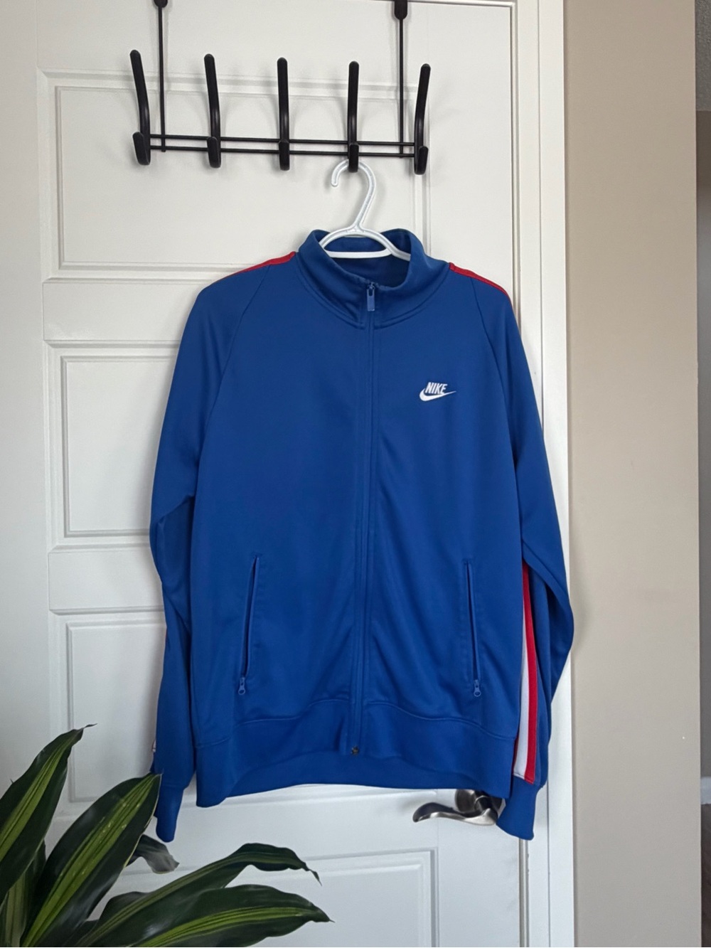 Nike Men’s Royal Blue Track Jacket with Red & White Stripes